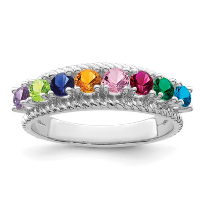 14k White Gold Synthetic Family Jewelry Ring