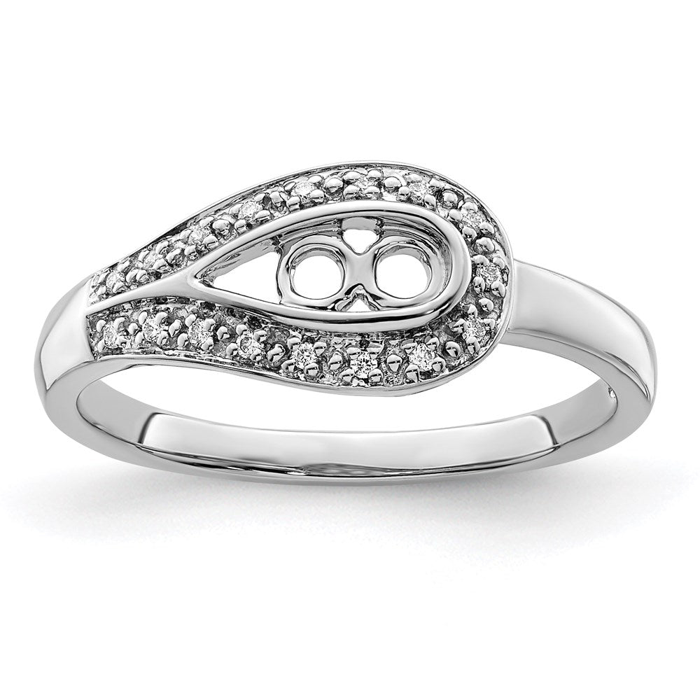 14K White Gold Family Jewelry Diamond Semi-Set Ring