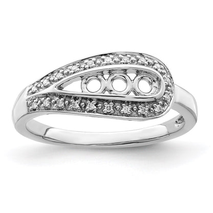 14K White Gold Family Jewelry Diamond Semi-Set Ring