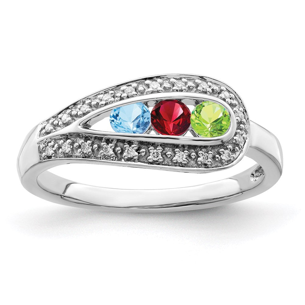 14K White Gold Family Jewelry Diamond Semi-Set Ring