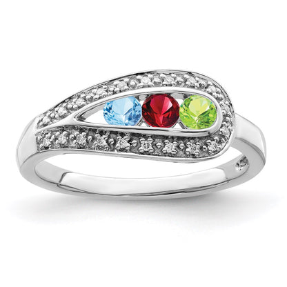 14K White Gold Family Jewelry Diamond Semi-Set Ring