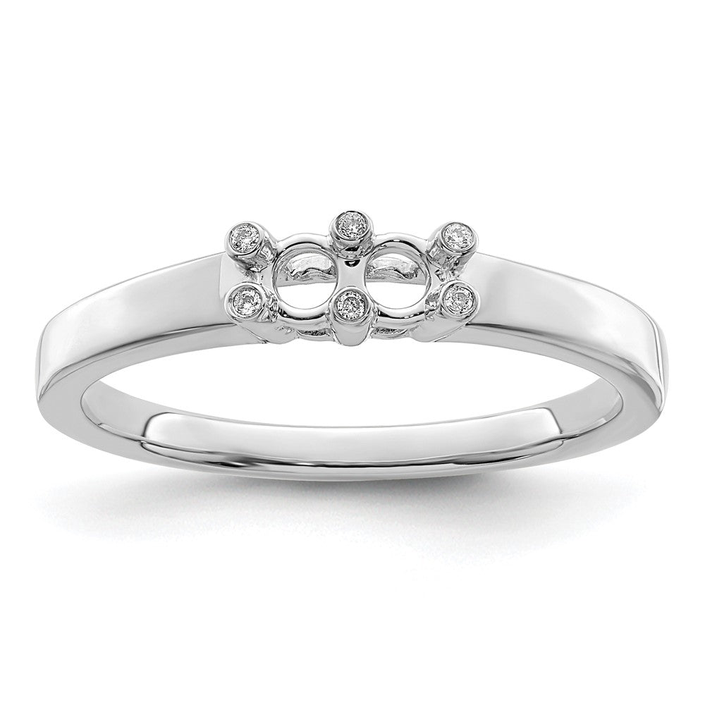 14K White Gold Family Jewelry Diamond Semi-Set Ring