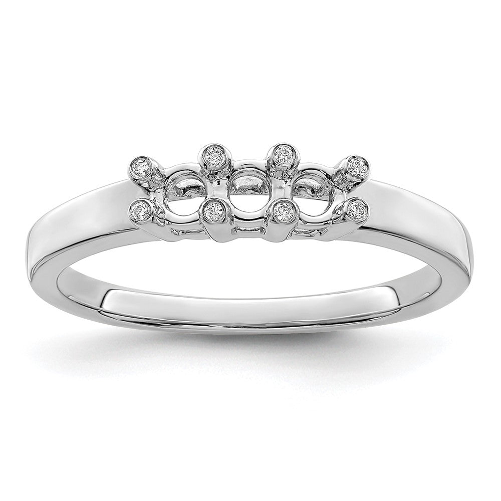 14K White Gold Family Jewelry Diamond Semi-Set Ring