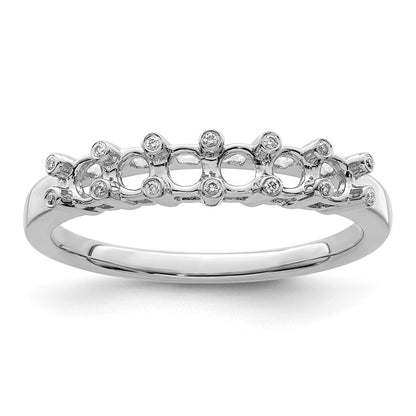 14K White Gold Family Jewelry Diamond Semi-Set Ring