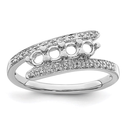 14K White Gold Family Jewelry Diamond Semi-Set Ring