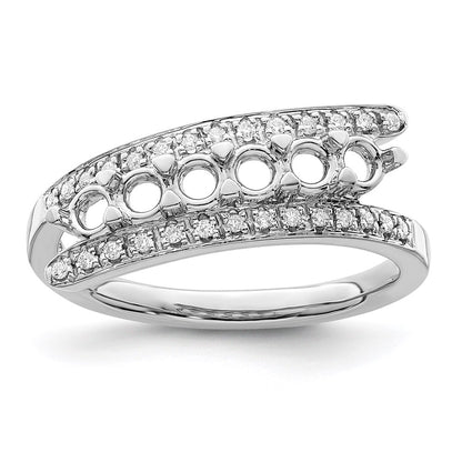 14K White Gold Family Jewelry Diamond Semi-Set Ring