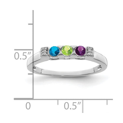 14K White Gold Family Jewelry Diamond Semi-Set Ring