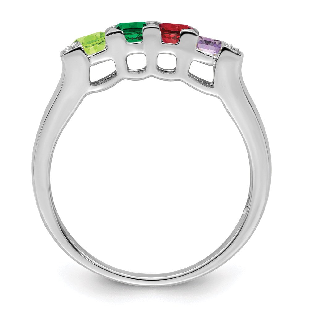 14K White Gold Family Jewelry Diamond Semi-Set Ring