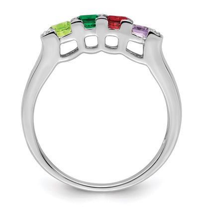 14K White Gold Family Jewelry Diamond Semi-Set Ring