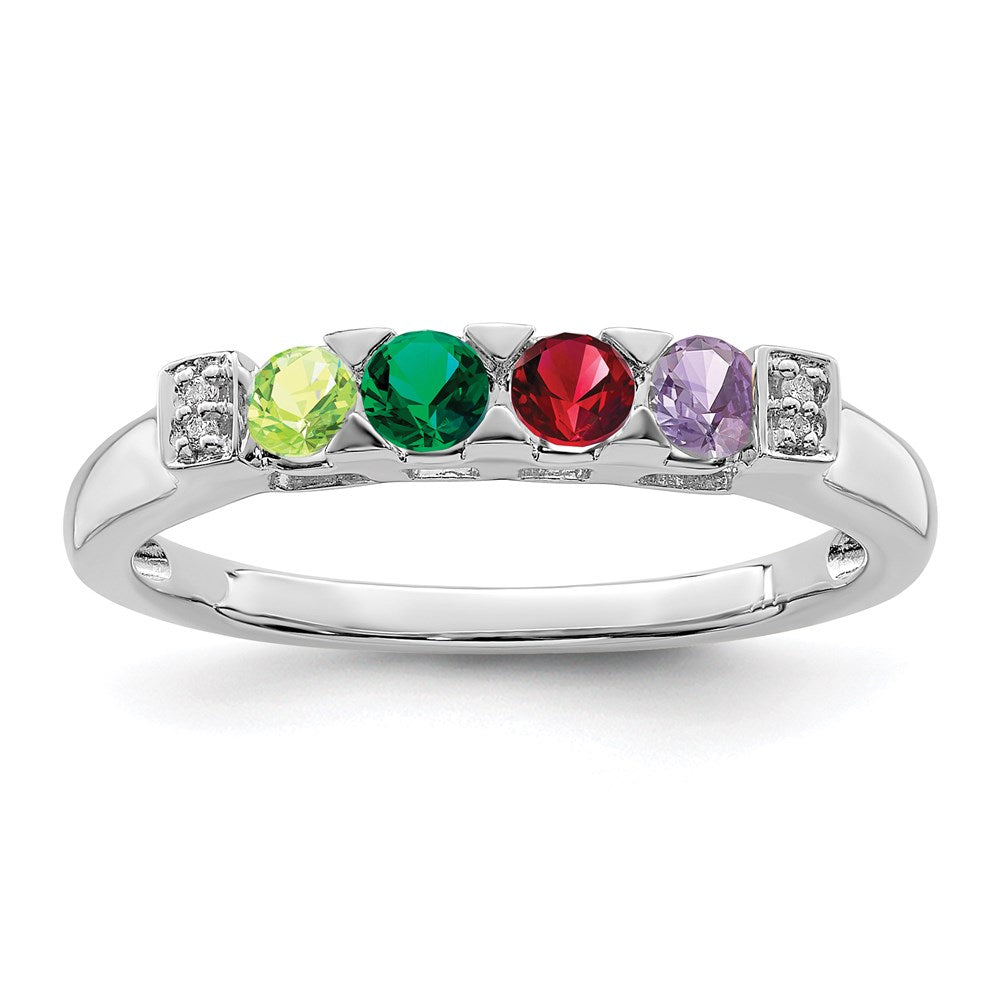 14K White Gold Family Jewelry Diamond Semi-Set Ring