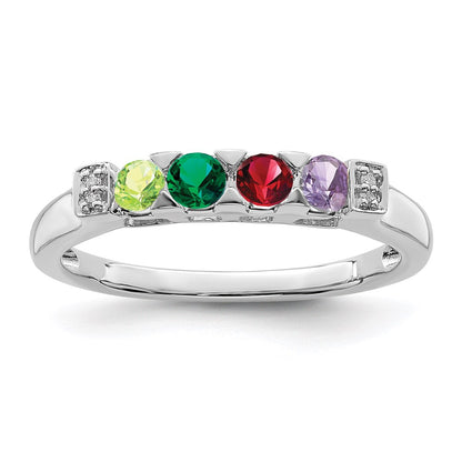 14K White Gold Family Jewelry Diamond Semi-Set Ring