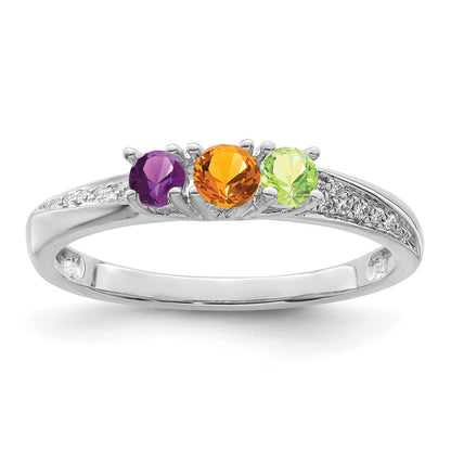 14K White Gold Family Jewelry Diamond Semi-Set Ring