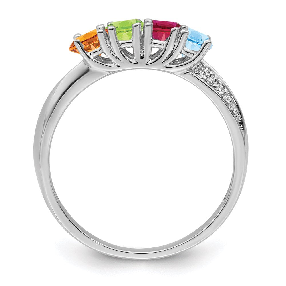 14K White Gold Family Jewelry Diamond Semi-Set Ring