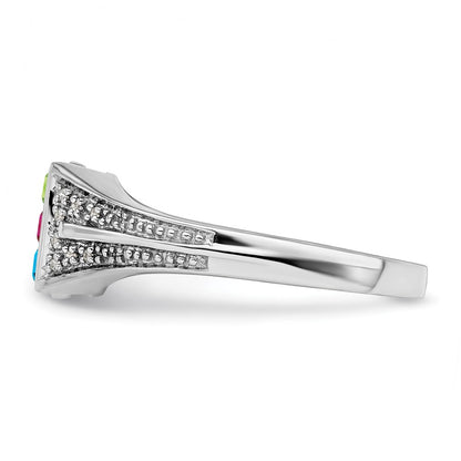 14K White Gold Family Jewelry Diamond Semi-Set Ring
