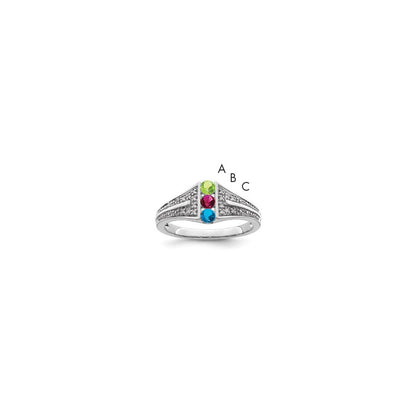 14K White Gold Family Jewelry Diamond Semi-Set Ring