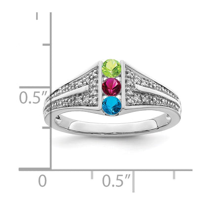 14K White Gold Family Jewelry Diamond Semi-Set Ring