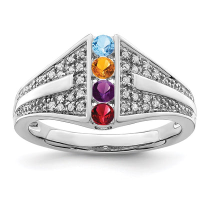 14K White Gold Family Jewelry Diamond Semi-Set Ring