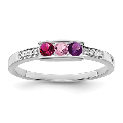 14K White Gold Family Jewelry Diamond Semi-Set Ring