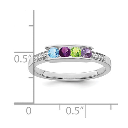 14K White Gold Family Jewelry Diamond Semi-Set Ring