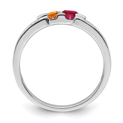 14K White Gold Family Jewelry Diamond Semi-Set Ring
