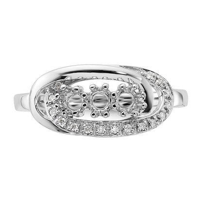 14K White Gold Family Jewelry Diamond Semi-Set Ring