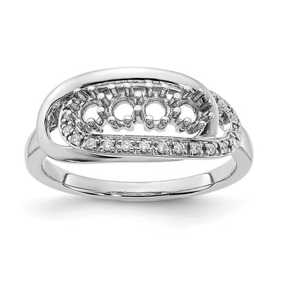 14K White Gold Family Jewelry Diamond Semi-Set Ring