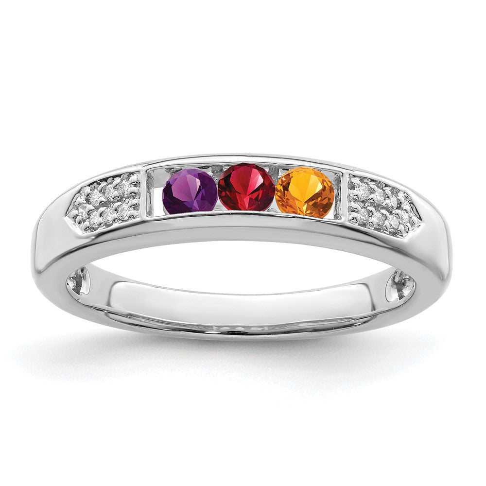 14K White Gold Family Jewelry Diamond Semi-Set Ring