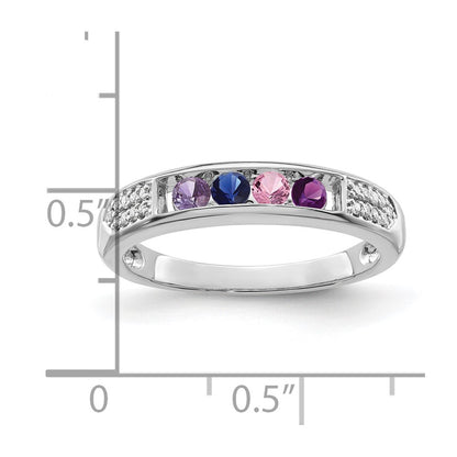 14K White Gold Family Jewelry Diamond Semi-Set Ring