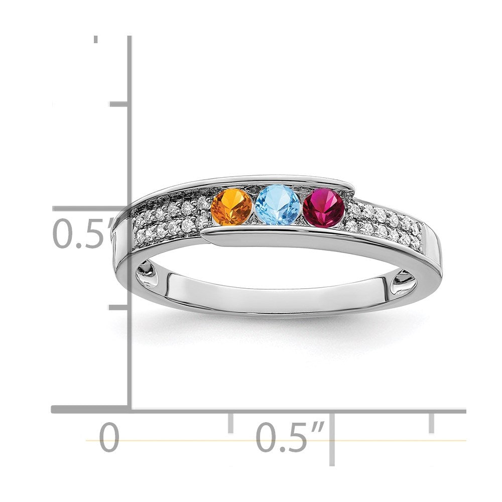 14K White Gold Family Jewelry Diamond Semi-Set Ring
