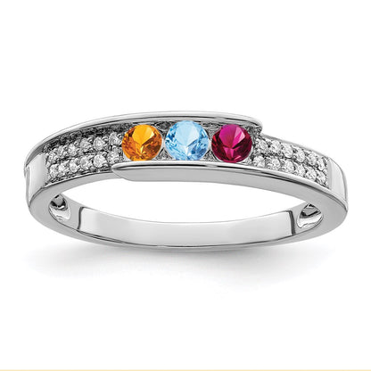 14K White Gold Family Jewelry Diamond Semi-Set Ring