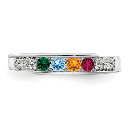 14K White Gold Family Jewelry Diamond Semi-Set Ring