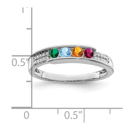 14K White Gold Family Jewelry Diamond Semi-Set Ring