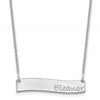 10k White Gold Small BRADLEY HAND Curved Bar Necklace