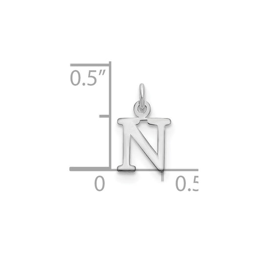 10k White Gold Cut-out Letter N Initial Charm
