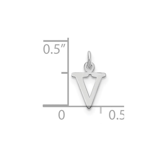 10k White Gold Cut-out Letter V Initial Charm