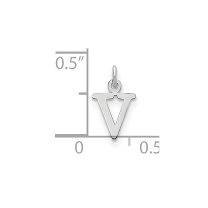 Sterling Silver Rhodium-plated Letter V Initial Charm