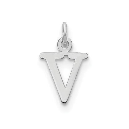 10k White Gold Cut-out Letter V Initial Charm