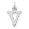 Sterling Silver Rhodium-plated Letter V Initial Charm