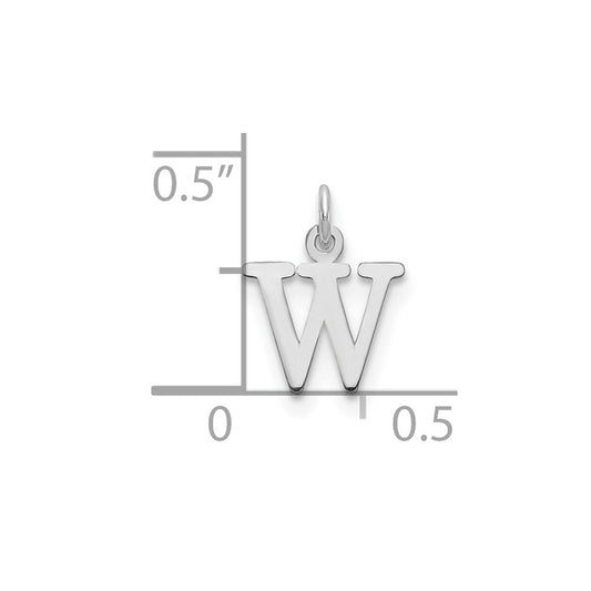 10k White Gold Cut-out Letter W Initial Charm