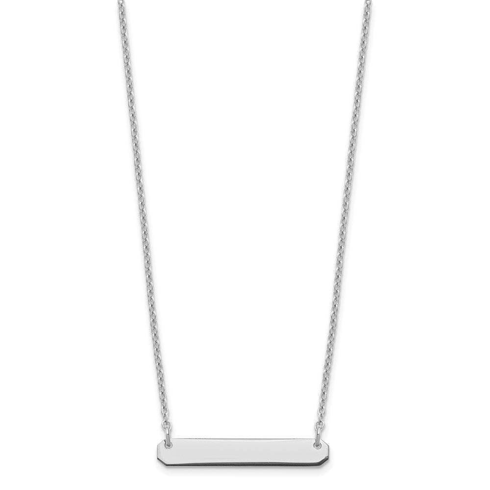 Sterling Silver/Rhodium-plated Small Blank Bar Necklace