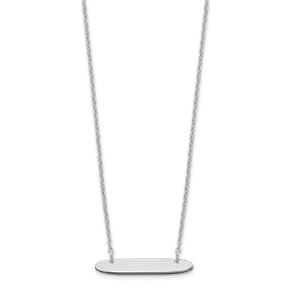 Sterling Silver/Rhodium-plated Small Oblong Blank Bar Necklace