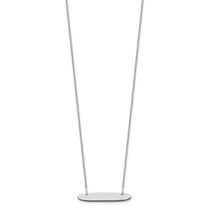 10k White Gold Small Oblong Blank Bar Necklace