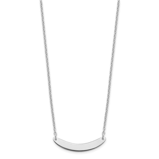Sterling Silver/Rhodium-plated Small Curved Blank Bar Necklace