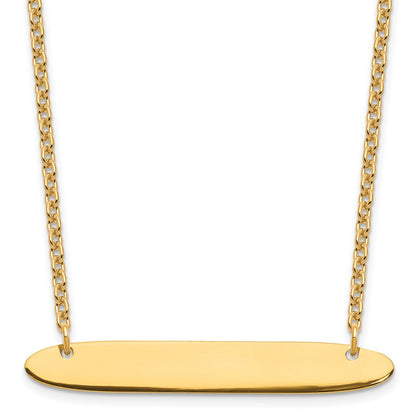 Sterling Silver/Gold-plated Medium Oblong Blank Bar Necklace