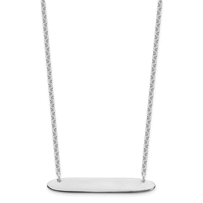 Sterling Silver/Rhodium-plated Medium Oblong Blank Bar Necklace