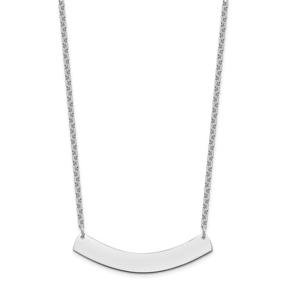 Sterling Silver/Rhodium-plated Medium Curved Blank Bar Necklace