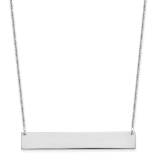 14k White Gold Large Blank Bar Necklace