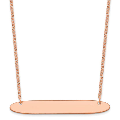 Sterling Silver/Rose-plated Large Oblong Blank Bar Necklace