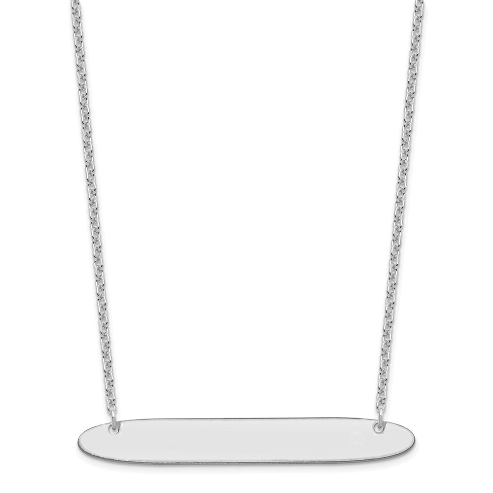 Sterling Silver/Rhodium-plated Large Oblong Blank Bar Necklace