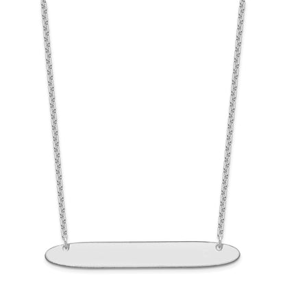 Sterling Silver/Rhodium-plated Large Oblong Blank Bar Necklace